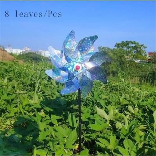 Garden Leaves Bird Repeller Windmill Silver Pinwheel Lawn Yard Plant Flower Deterrent Garden Decoration