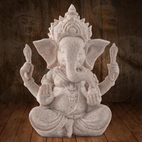 Sandstone Hindu Elephant Buddha Sculpture Statue For Decoration Ganesha Buddha Figurines Miniatures Desk Ornament Home Decor