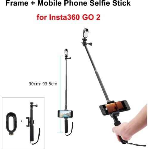 Adjustable Simple Frame+Mobile Phone Selfie Stick for Insta360 Go 2 Camera Protective Frame Mount Adapter Bracket Stabilizer
