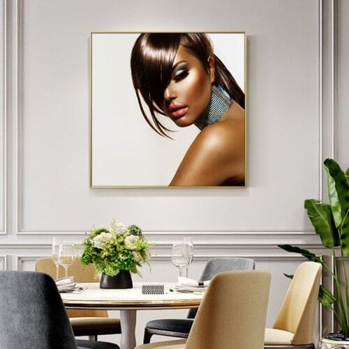Nordic Modern African Women Painting Canvas Art Posters and Prints Scandinavian Wall Picture for Living Room Home Decor