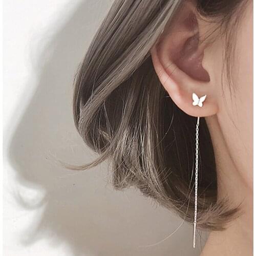 Fashion Women Butterfly Earrings Simple Korean Elegant Earline Temperament Long Earring Ladies Exquisite Jewelry