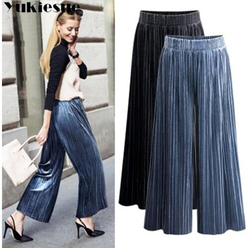 Velvet Palazzo Wide Leg Pants Women High Waist elastic drawstring Big Size Loose Trousers Famale Autumn Winter Clothing 5XL 6XL