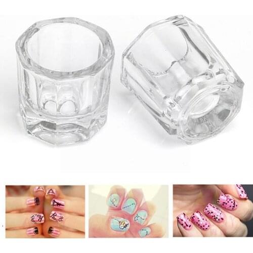 1pcs Mini Crystal Glass Dish Octagon Bowl Cup Nail Tool For Mixing Nail Acrylic Jar Cup Liquid Crystal Art Power Art Equipm T1R9