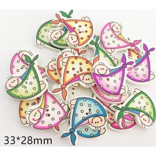 100 PCS creative DIY pure handmade accessories for babies with many kinds of colorful cartoon wooden buttons