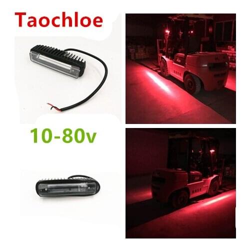 2x 6 Inch 10-80v 30w Red Flood Beam 48v LED Forklift Forktruck Red Danger zone LED forklift warning light redzone