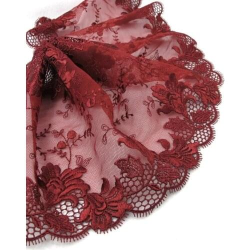 5 1/8 Inches Wide Lace|Double Edge|Red Floral|Embroidered Lace Trim|Bridal Wedding Materials|Clothing Ribbon|Hairband|DIY