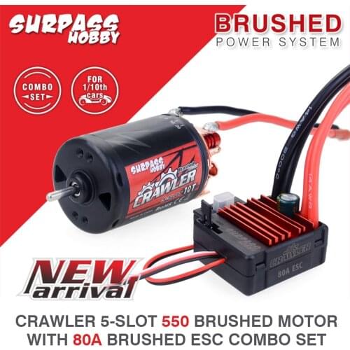 5-Slot 540 550 Brush Motor 10T 11T 12T 13T 16T 20T 60A 80A ESC for 1/8 1/10 RC Crawler Car Axial SCX10 TRX4 KM2 Tamiya YK4102