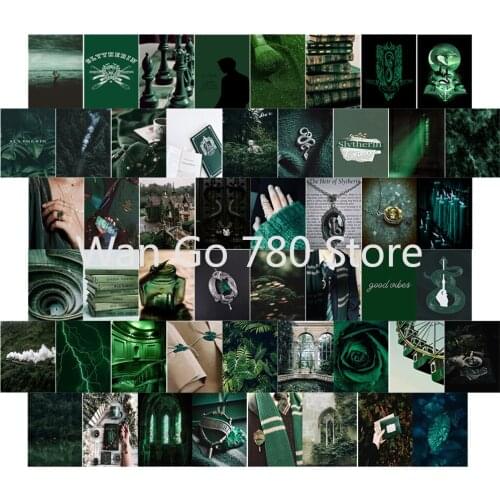 50Pcs Green Style Aesthetic Natural Life Wall Collage Kit Retro Room Decoration for Boys Girls Wall Art for Bedroom Home Decor
