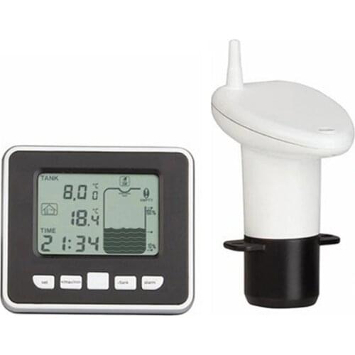 Wireless Water Tank Liquid Depth Level Meter Ultrasonic Sensor with Temperature Display with 3.3 Inch LED Display Support Alert