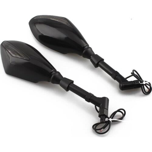 Universal For Street Bikes Cruiser Scooters Motorcycle Indicator Rearview Side Mirrors + Integrated LED Turn Signals