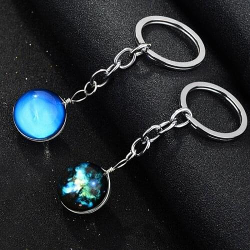 Creative Design Galaxy Planet Keychain Solar System Art Picture Glass Ball Key Chain Pluto Uranus Neptune Planet Key Chain 2021