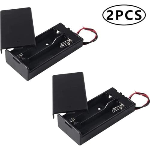 2Pcs18650 Battery Storage Case 2 Slots x 3.7V for 2x18650 Batteries Holder Box Container with ON/Off Leads and Switch