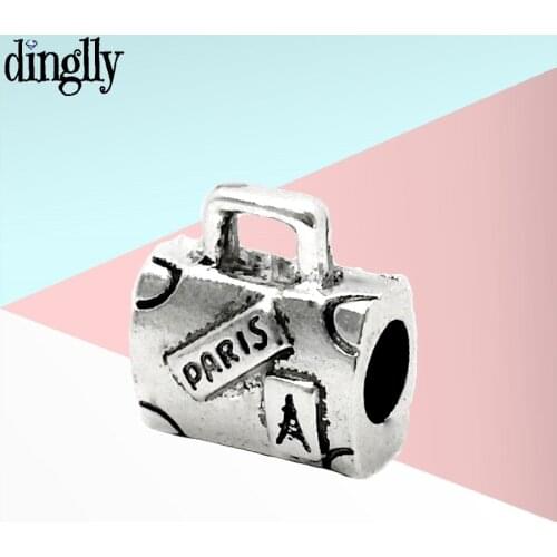 Dinglly 2020 New Paris DK Bag Beaded Charm Beads Fit Brands Bracelet & Necklace Silver Color Jewelry Accessories Gift