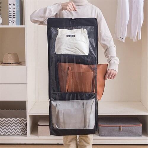 Two-sided Multi-squared Hanging Storage Organizer Bag Cloth Hang Storage Closet Organizers