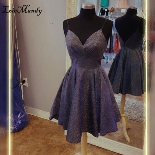 Elegant V-neck Short Prom Dresses 2021 Amazing Sequined Cocktail Party Gowns For Women Cheap Plus Size Rochii Vestido de festa