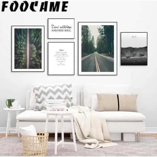 FOOCAME Travel Natural Forest Nordic Quote Posters and Prints Wall Decoration Pictures Living Room Art Canvas Painting Landscape