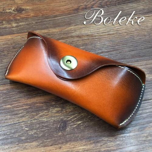 Eyeglasses Bag Vintage Fashion Genuine Leather Material Buckle Eyeglasses Box Sunglasses for Men Women Black Brown