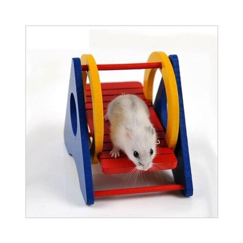 Hamster Rainbow Swing Seesaw Wooden Diy Play Puzzle Colorful Pet Toys Hamster Supplies Hamster Decoration Accessories