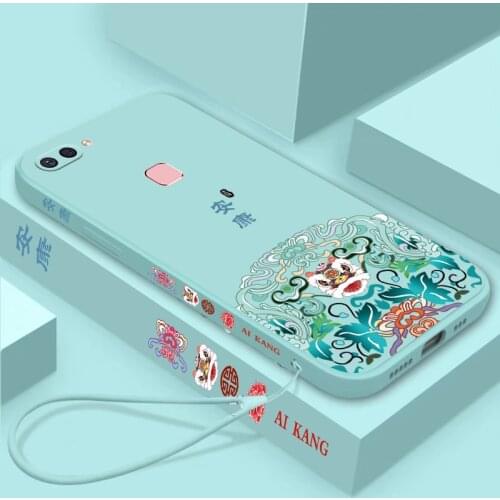 Chinese Auspicious Retro Palace Soft Gel Liquid Silicone Phone Cases For VIVO X20 Casing With Phone Straps