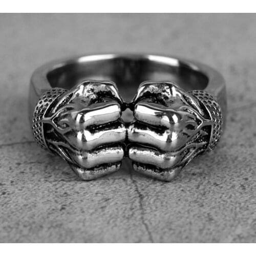 316L Stainless Steel Angry Fist Power Man Men Rings Punk Rock Hip Hop Creativity Personality for Male Boy Fashion Jewelry Gift