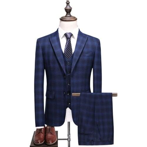 Jacket + Vest + Pants) 2018 Uomini Vestiti di Modo della banda Casuale uomo Slim Fit business wedding vestito Da Sposa
