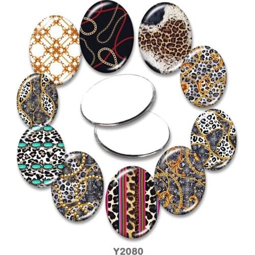 Leopard Oval glass cabochon 13x18mm/18x25mm/30x40mm flat back Making findings TRY2080