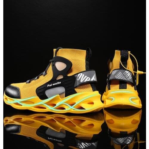 Blade Shoes Mens Sneakers Breathable Mesh Running Shoes High Top Sock Sports Man Shoes Light Male Gym Jogging Casual Footwear