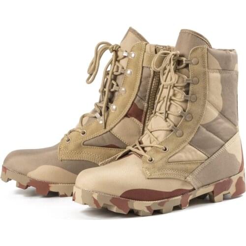 Mens Outdoor Army Camouflage Combat Safety Boots Shoes Men Anti-slip Military Tactical Boots with Resin Zipper