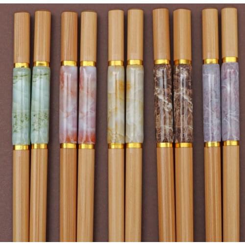 5 Pairs Chopsticks Set Marbling Anti-skid Chinese style Sushi Rice Chopsticks Kitchen Tableware Dinnerware Set Gift