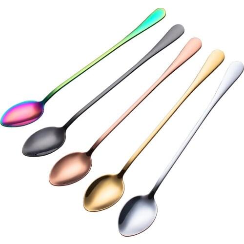 New Stainless Steel Handle Spoon Golden Dessert Ice Cream Coffee Spoon Ice Spoon Stirring Round Spoon Sharp Spoon CST