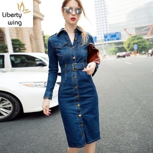 New Spring Autumn Fashion Leisure Vintage Slim Fit Denim Trench Clothes For Womens Single Breasted Vestido De Mujer