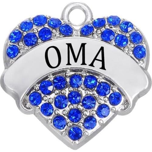 Rhodium Plated Clear Crystal OMA Pave Heart Charm Fine Jewelry Making Accessories