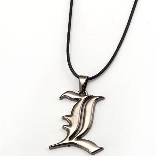 New Jewelry Anime Death Note Necklace Single L Logo Pendant Cosplay Choker Collar Trinket Men Women Gift Accessory Figure