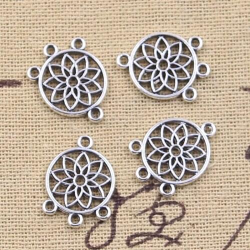 20pcs Charms Native Dream Catcher Chandelier Connector 18x14mm Antique Silver Color Pendants Making DIY Tibetan Finding Jewelry