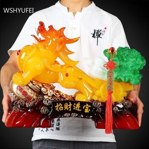 Retro Resin Feng Shui Ornaments Living Room TV Cabinet Lucky Fortune Decoration Shop Opening Decor Gifts Home Accessories