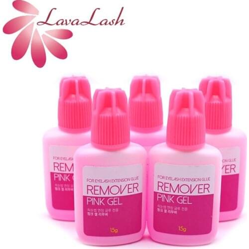 5 PCS Pink Gel Remover For Eyelash Extension Korea 15g Wholesale Fake Eyelashes Beauty Shop Makeups Tools Clean No Stimulation