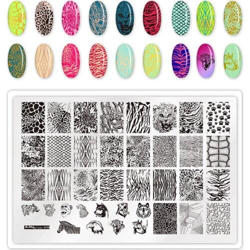 WAKEFULNESS Snake Skin Nail Stamping Plates Leopard Nail Art Stamp Stencils Stainless Steel Stamp Template Manicure Tools