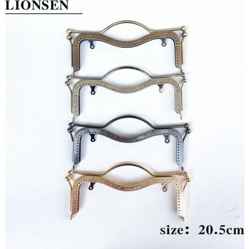 LIONSEN 20.5CM Lip-shaped Metal Purse Frame Handle Clutch Bag Accessories Kiss Clasp Lock Bronze Embossing HandBag Hardware