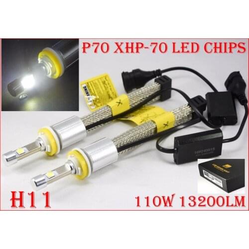 1 Set H8 H9 H11 H16(JP) 110W 13200LM P70 LED Headlight XHP-70 4LED Chip Super Bright Slim Conversion Kit Driving Fog 5000K 6000K