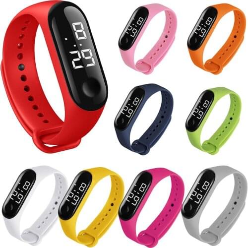 Smart Bracelet M3 Children Kids Solid Color Adjustable Strap LED Digital Electronic Wrist Watch