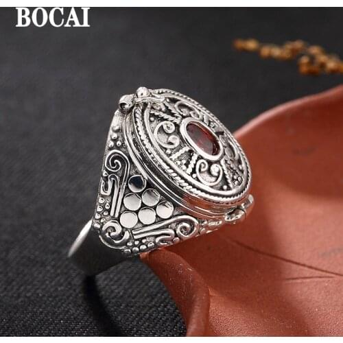 S925 pure silver Nepal can open ga personality delicate restoring ancient ways ring wholesale ms black box model
