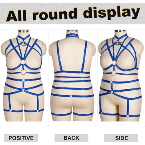 Elastic Bondage Full Body Harness Belt Plus Size Fetish Sexy Busty Ladies Cage Bra Goth Exotic Costumes Womens Erotic Lingerie