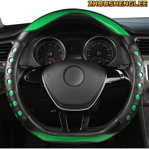ZHOUSHENGLEE Microfiber Leather Car Steering Wheel Cover For Daihatsu Terios Sirion Mira Cuore YRV Ayla Sigra Xenia Luxio