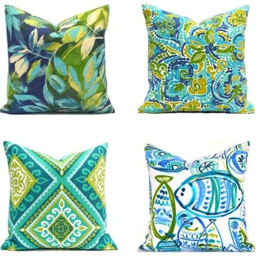 2pcs/set Flax Flower Green Pillowcase Sofa Throw Cushion Cover Square Pillow Case Household Decor Home Textile