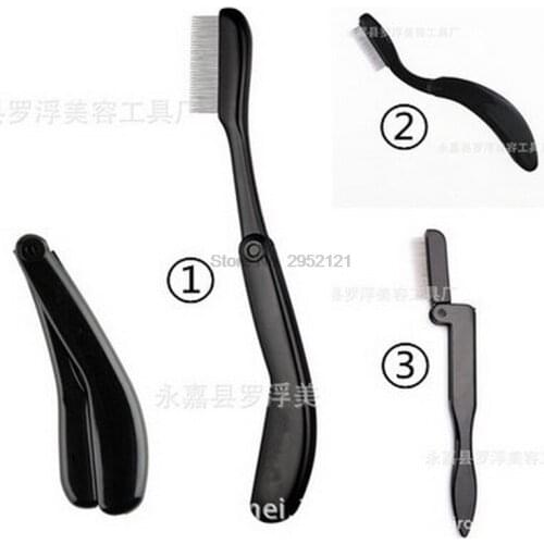 By ems or dhl 200pcs Steel Eyebrow Eyelash Comb Extension Brush Foldable Metal Comb Makeup Brushes Tools