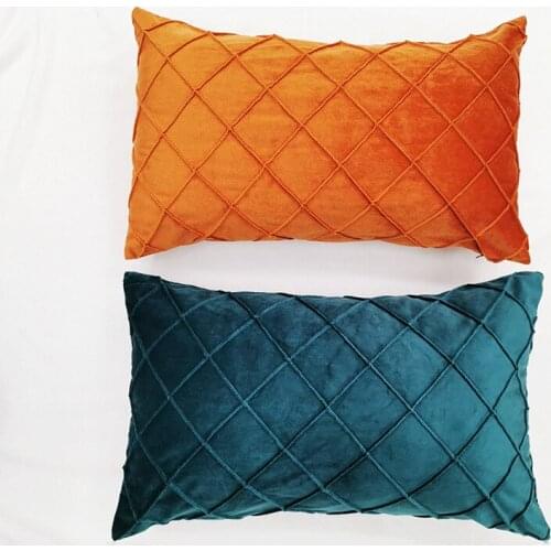 30*50cm Nordic Pillow Cover Rectangular Cushion Pure Color Simple Living Room Sofa Cushion Waist Pillow Case Pink Blue Grey