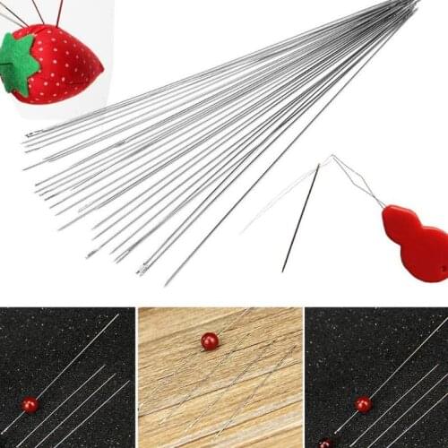 47Pcs Seed Beading Needles Extra Fine Thin Long Straight Needle Jewelry Making with Needle Threaders Sewing Pin Cushion