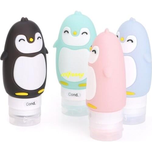 500pcs/lot 90ml Penguin Empty Silicone Travel Packing Press Bottle For Lotion Shampoo Bath Container Portable Bottle