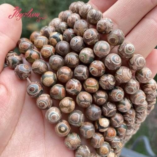 8mm 12mm Round Brown Smooth Football Old Agates Stone Loose Spacer Beads for DIY Women Men Necklace Bracelets Jewelry Making 15"