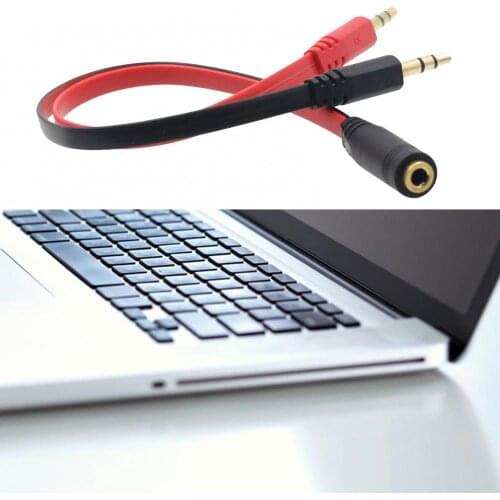 3.5mm one point two black audio cable headphone headset audio cable microphone adapter 1 female to 2 male cable connected